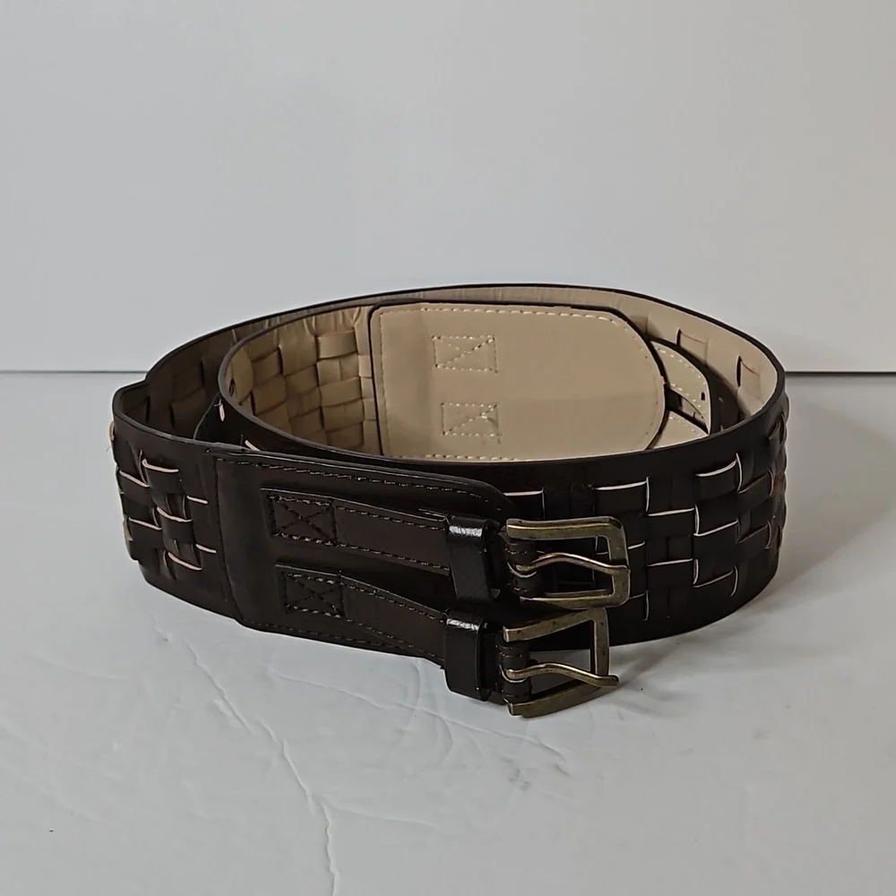 Double Buckle Wide Belt Sz M Brown NWT